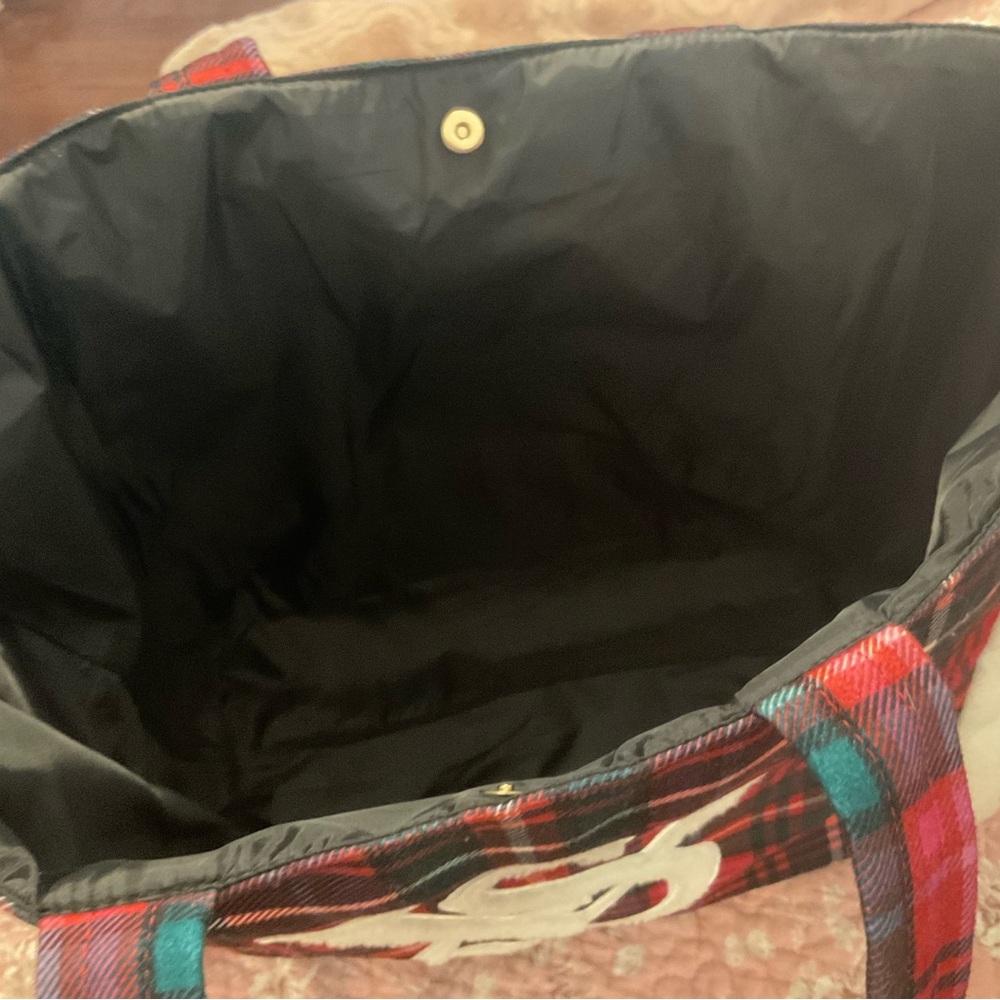 Victoria's Secret Red and Black Plaid Tote - Picture 3 of 4